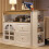 (White, MDF) White Rotating Sideboard – 2 Drawers, Open Storage 9