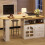 (White, MDF) White Rotating Sideboard – 2 Drawers, Open Storage 14