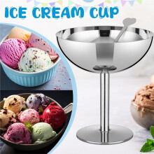 6 Sets Edelstahl-Eisbecher Großpackung Silber Dessertschalen mit Gabeln 6,7 Oz Kleine Metallbecher mit Fuß für Partybedarf