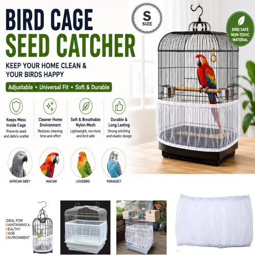 Nylon Bird Cage Cover Mesh Seed Catcher Skirt Guard 1