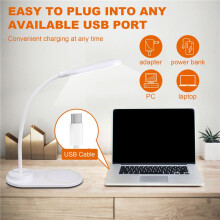Dimmable LED Desk Lamp with Wireless Charger, Wireless Charging Desk Light Flexible Rotation Press Control Night Light