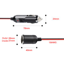 12V 24V 15A Heavy Duty Autoaanstekeraansluiting Vrouw Verlengsnoer Voedingskabel met Gezekerde 3,7M