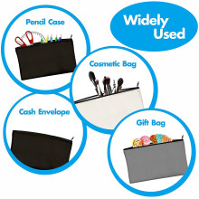 Blank Cotton Canvas DIY Zipper Bags Pouches Pencil Case for Makeup Cosmetic Toiletry Stationary Storage