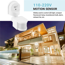 Infrared Motion Sensor AC110V-240V Adjustable Sensor for PIR Body Motion Sensors for Multiple Scenarios (White)