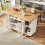 (White, MDF) White Kitchen Island with Wood Grain 2