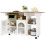 (White, MDF) White Kitchen Island with Wood Grain 9