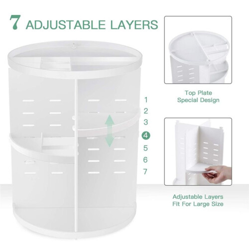 360 Rotating Makeup Organizer,DIY Adjustable Holder,Foldable Cosmetic Storage Display Box 2
