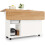 (White, MDF) White Kitchen Island with Wood Grain 15