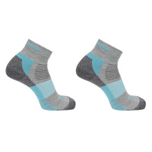 (3.5 UK-5 UK, Grey/Blue) Salomon Mens Merino Wool Ankle Socks (Pack of 2)