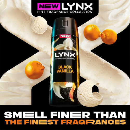 Lynx Lynx Black Vanilla Premium Deodorant Body Spray, 150ml, 36 Pack 1