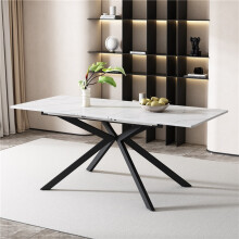 Extendable Marble Dining Table, 150-180cm Black & White