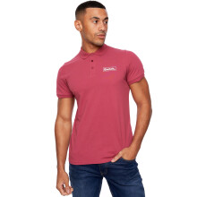 (L, Burgundy) Bench Mens Iverson Short Sleeve Three Button Slim Fit Polo Shirt Top