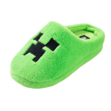(4 UK, Green/Grey) Minecraft Boys Creeper Printed Slippers