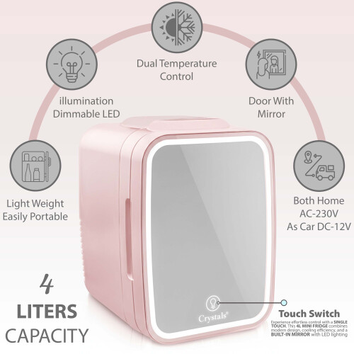 4L Mini Fridge with LED Mirror 2