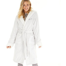 (16, Grey Marl) Bench Womens Rhiannon Hooded Fleece Robe Dressing Gown Pockets Belt Housecoat