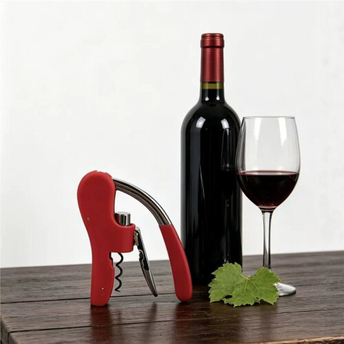 Wine Bottle Opener - Quick Easy Press Corkscrew for Home and Outdoor Use Black 2