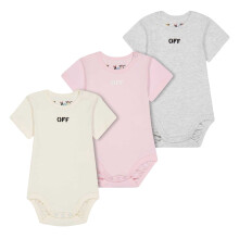 Off White Baby Lettering Crew Neck Bodysuit (Pack of 3)