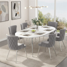 (Grey, Velvet) Velvet Dining Chairs Set of 6 – Grey Luxury Lounge Chairs