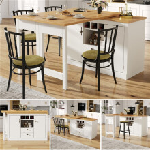 (White, MDF) White Swivel Bar Table with Storage
