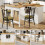 (White, MDF) White Swivel Bar Table with Storage 1