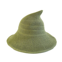 (Green) Halloween Witch Hat Long Point Hat Knitted Cap for Women Halloween Party Hat Magical Hat Festival Party