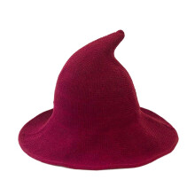(Red) Halloween Witch Hat Long Point Hat Knitted Cap for Women Halloween Party Hat Magical Hat Festival Party
