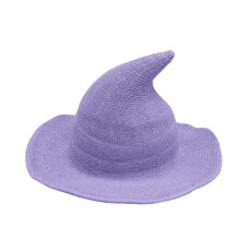 (Purple) Halloween Witch Hat Long Point Hat Knitted Cap for Women Halloween Party Hat Magical Hat Festival Party