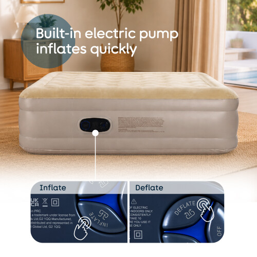 airzzZ SlumberPlus Double Air Bed Beige 1