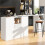 (White, MDF) Sleek 360 Rotating Bar Table – 198.5 x 30 x 75 cm 3