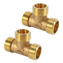 2X Brass T Shape Water Fuel Pipe Equal Male Tee Adapter Connector 1/2 Inch  Thread