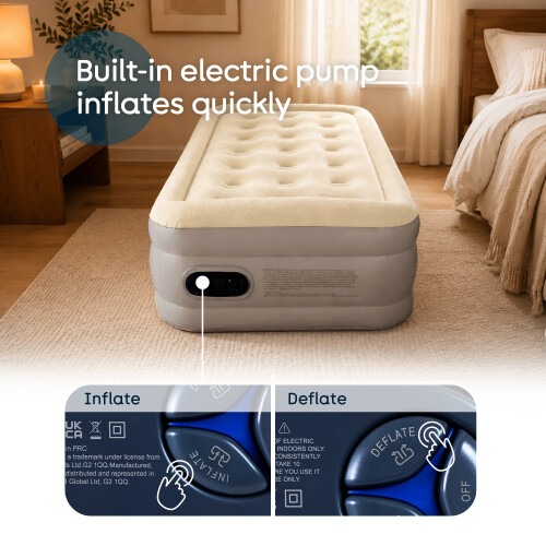 airzzZ SlumberPlus Single Air Bed Beige 1