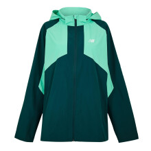 (L, Green/Sage) New Balance Mens Two Tone Woven Hooded Jacket