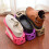(Yellow)Space Saving Plastic Shoe Stand Dual Levels Adjustable Features Bedroom Use 3