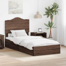 vidaXL Storage Bed with Drawer Brown Oak 70 x 190 cm Engineered Wood