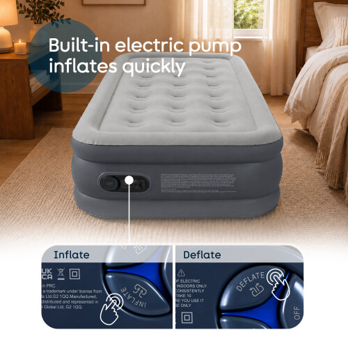airzzZ SlumberPlus Single Air Bed Grey 1