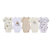 (0-3 Months, Beige) Winnie the Pooh Baby Cotton Bodysuit (Pack of 5)