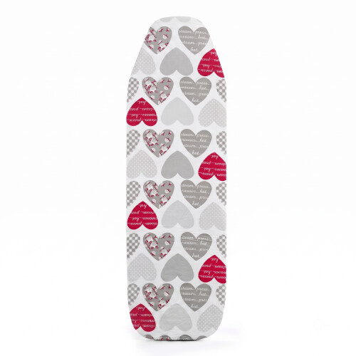 GEEZY GEEZY Ironing Board Cover Red Hearts Elasticated Easy Fit Heat Reflective 122x38cm