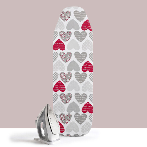 GEEZY GEEZY Ironing Board Cover Red Hearts Elasticated Easy Fit Heat Reflective 122x38cm 1
