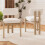 (Natural, Boucle) 2x Solid Wood Dining Chairs - Natural Boucle 2