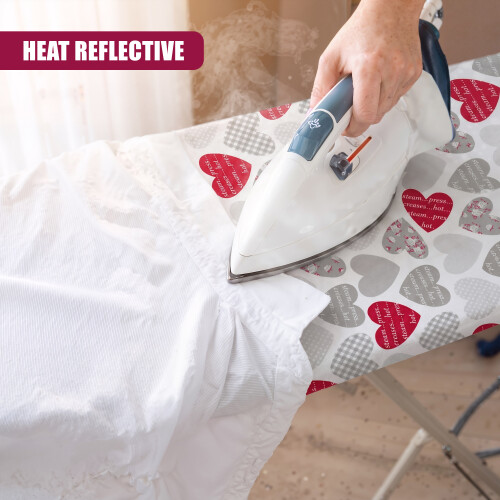 GEEZY GEEZY Ironing Board Cover Red Hearts Elasticated Easy Fit Heat Reflective 122x38cm 2