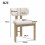 (Natural, Boucle) 2x Solid Wood Dining Chairs - Natural Boucle 4