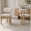 (Natural, Boucle) 2x Solid Wood Dining Chairs - Natural Boucle 3