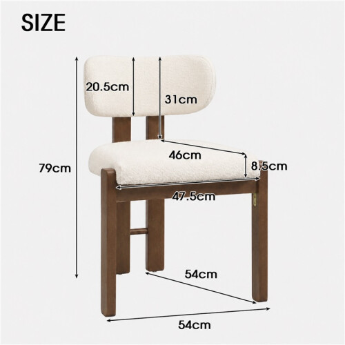 (Walnut, Boucle) 4 Solid Wood Dining Chairs - Walnut Boucle 2