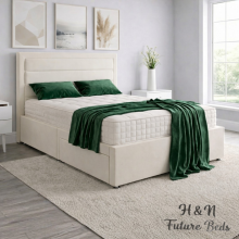 (3ft Single(No Mattress), Blue) Luxury Divan Bed Upholstered Velvet Double Bed with Mattress 54” Headboard