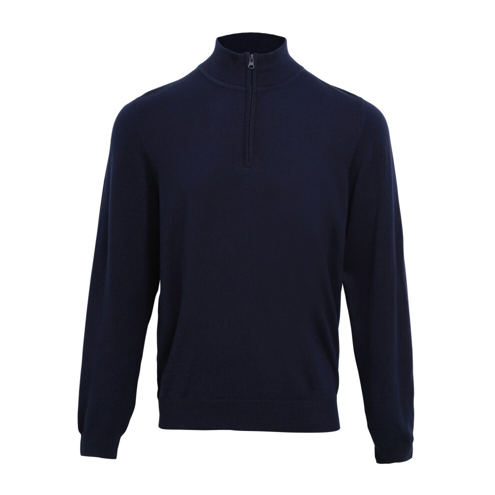 Premier (4Xl, Navy) Mens Zip Neck Sweatshirt