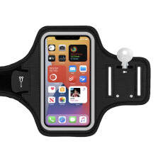 Running Armband for Phone, Black, 6.5", Zipper Pocket, Touchscreen, Sports
