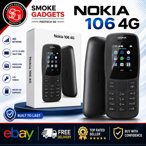 Nokia Nokia 106 4G - Black (Unlocked) Mobile Phone button phone burner phone