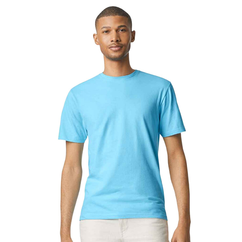 Gildan (M, Sky Blue) Mens Short Sleeve Soft-Style T-Shirt
