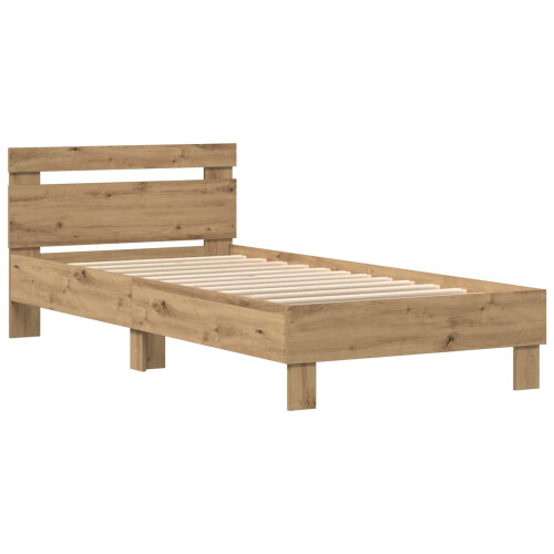 VidaXL vidaXL Bed Frame with LED Artisan Oak 100 x 200 cm Engineered Wood 2