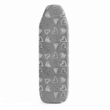 GEEZY Ironing Board Cover Grey Hearts Elasticated Easy Fit Heat Reflective 122x38cm